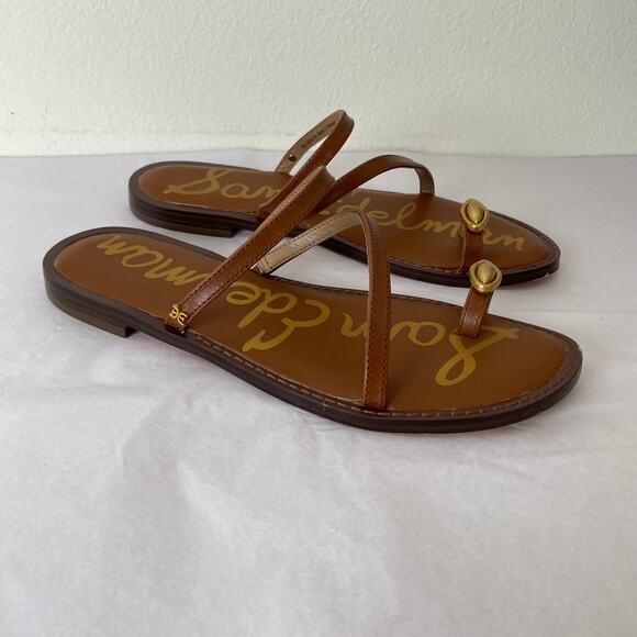 Sam Edelman Harlyn Toe Strap Sandals Size 7 Cognac Leather - Picture 4 of 12
